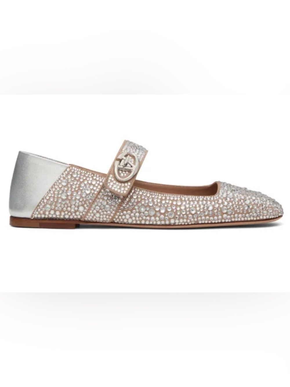 NWT Valentino Garavani VLogo Locker Mary-Jane Studded Ballet Flats